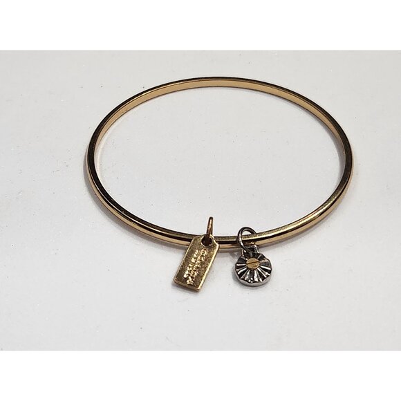 Coach Gold-tone Bangle Bracelet With Tag & Sunburst Charms - Picture 3 of 5